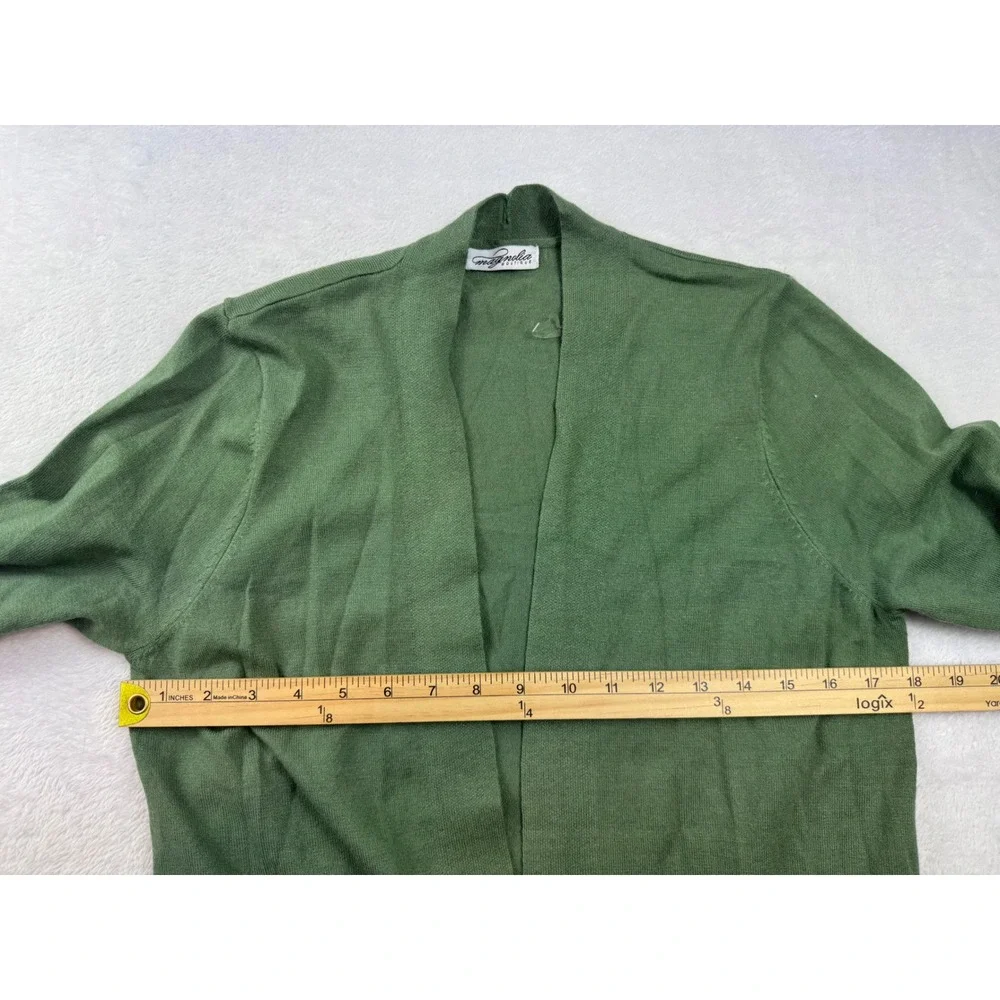 Magnolia Boutique Olive Green Open Front Cardigan Sweater Pockets Size M
